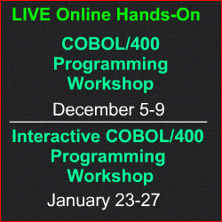 Where else will you Find LIVE training in COBOL for the IBM i, iSeries and AS/400?  The 400 School, Inc.